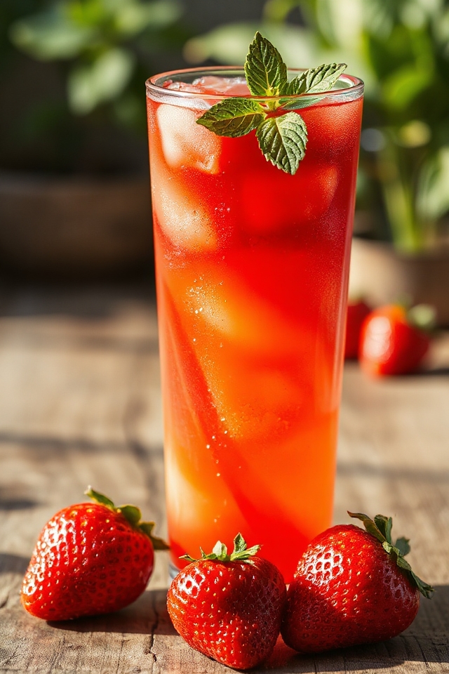 strawberry honey tea cooler